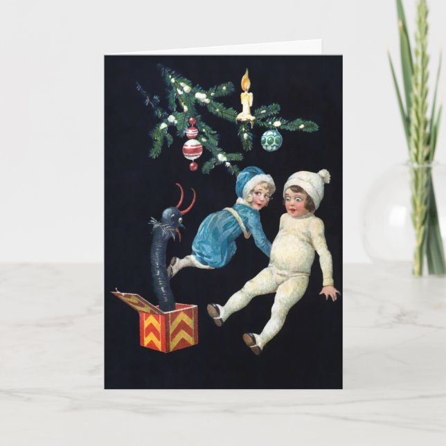 Vintage Creepy Krampus Christmas Card (Front)