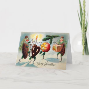 Vintage Creepy Pinecones Holiday Card