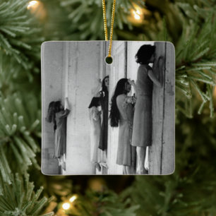 Vintage Creepy Possessed Women Ceramic Ornament