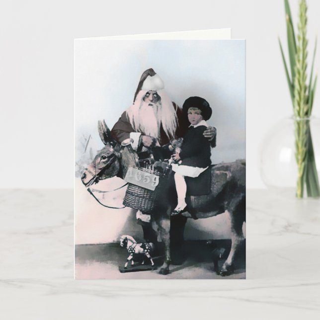 Vintage Creepy Santa Christmas Card (Front)