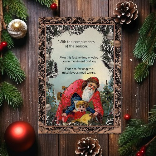 Vintage Creepy Santa Customizable Christmas Card