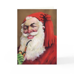 Vintage Creepy Santa Face Christmas Card