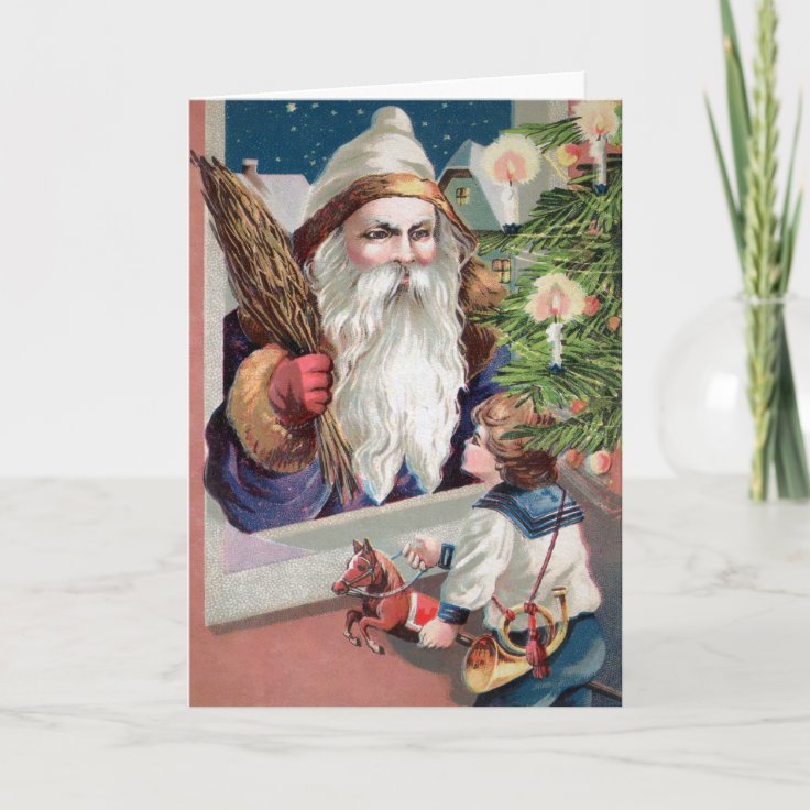 Vintage Creepy Santa Holiday Card | Zazzle