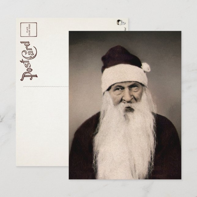 Vintage Creepy Santa Photo Postcard (Front/Back)