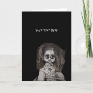 Vintage Creepy Scary Haunted Doll Card