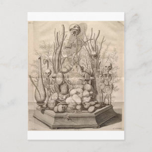 Vintage Creepy Skeletons, Skulls and Trees Postcard