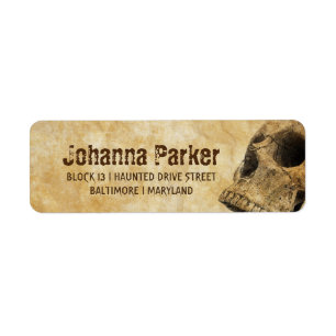 Vintage Creepy Skull Halloween Label