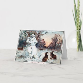 Vintage Creepy Snowman Christmas Card by LongToothed at Zazzle