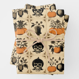 Vintage Creepy Touch Halloween Wrapping Paper Sheets