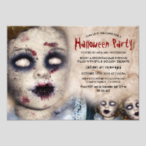 Vintage Creepy Zombie Doll Halloween Party Invitation