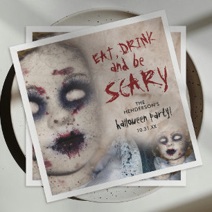 Vintage Creepy Zombie Doll Halloween Party Napkins