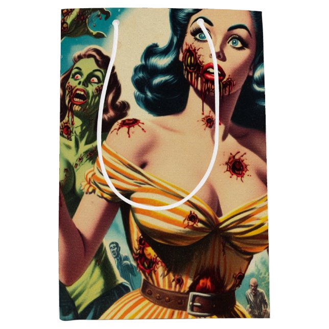 Vintage Creepy Zombie Pin-up Medium Gift Bag (Front)