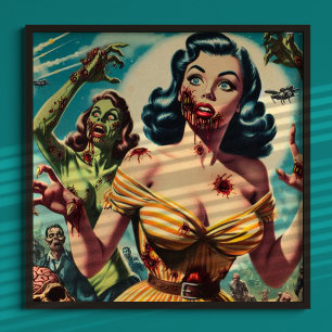 Vintage Creepy Zombie Pin-up Poster