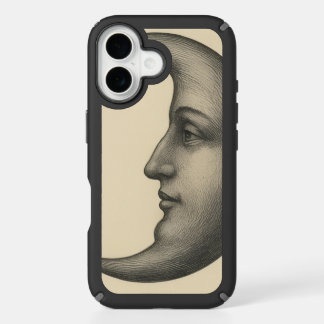 Vintage Crescent Moon Face iPhone 16 Case