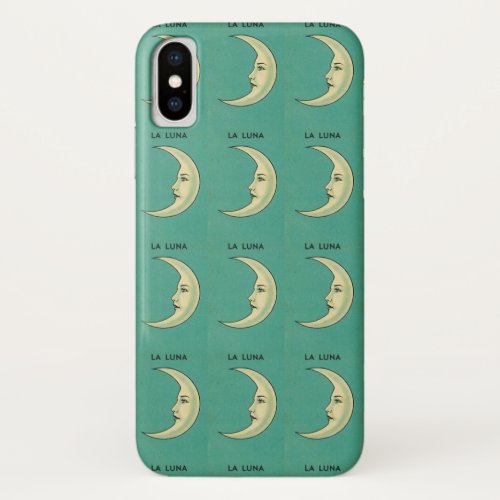 Vintage crescent moon yellow teal luna iPhone x case