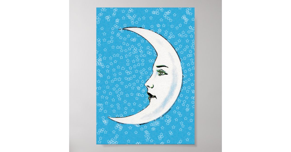 vintage crescent moon art