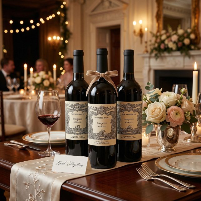 Vintage Crest Castle Wedding Invitation Label (Creator Uploaded)