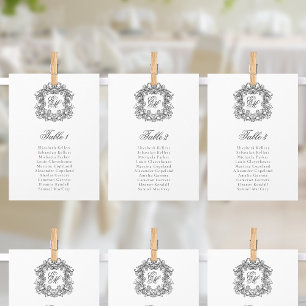 Vintage Crest Monogram Wedding Seating Chart Card