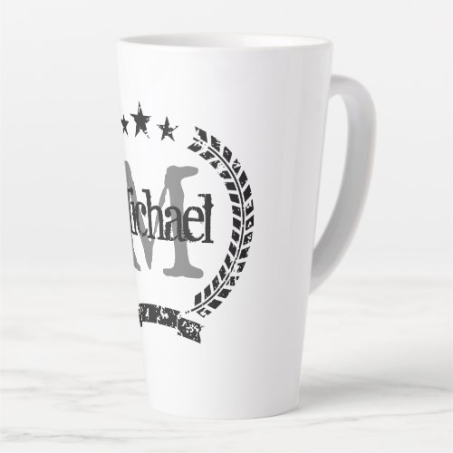 Vintage crest name monogram latte coffee mug gift