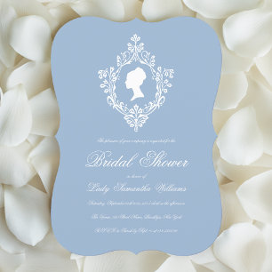 Vintage Crest Powder Blue Regency Bridal Shower Invitation
