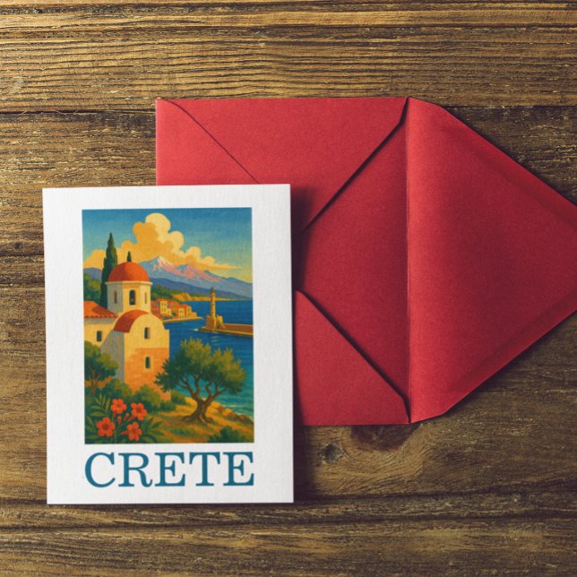 Vintage Crete Greece Island Artwork Travel  Postcard (Vintage Crete Greece Island Artwork Travel Postcard)