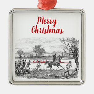 Vintage Crew Red Rowers Spectator on Horseback Metal Ornament