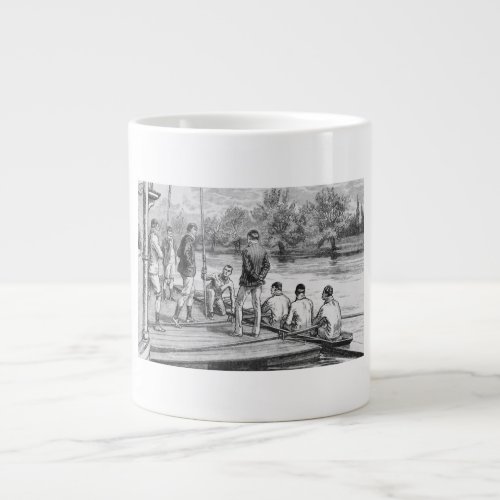 Vintage Crew Rowers in boat at the dock Giant Coffee Mug