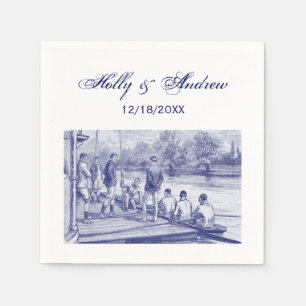 Vintage Crew Rowers in boat at the dock Napkins