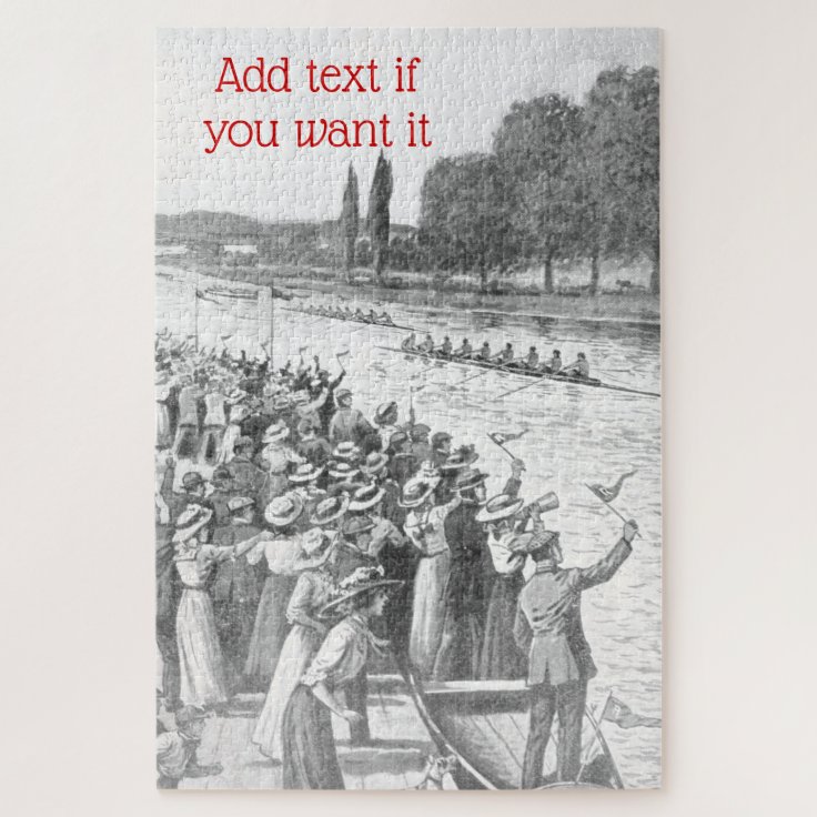 Vintage Crew Rowers Race With Many Spectators Jigsaw Puzzle Zazzle