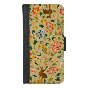 Vintage Crewel Animal Embroidery: Antique Tapestry iPhone 8/7 Wallet Case