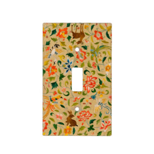 Vintage Crewel Animal Embroidery: Antique Tapestry Light Switch Cover