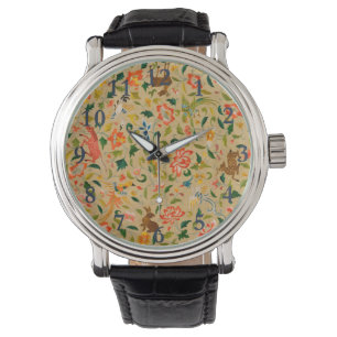 Vintage Crewel Animal Embroidery: Antique Tapestry Watch