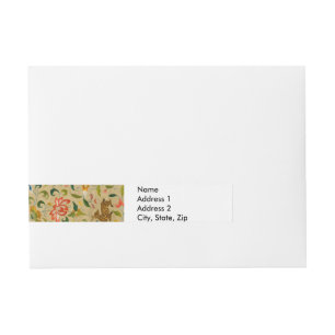Vintage Crewel Animal Embroidery: Antique Tapestry Wrap Around Address Label
