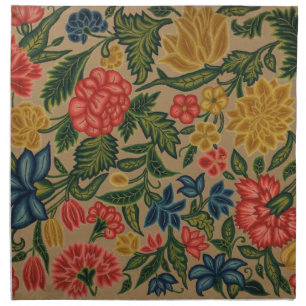 Vintage Crewel Floral Embroidery Pattern Cloth Napkin