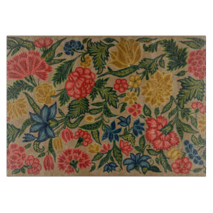 Vintage Crewel Floral Embroidery Pattern Cutting Board