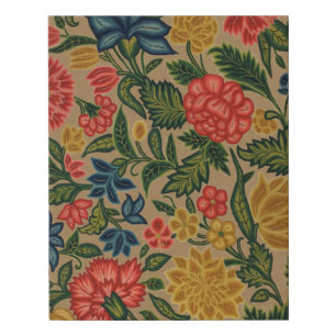 Vintage Crewel Floral Embroidery Pattern Faux Canvas Print