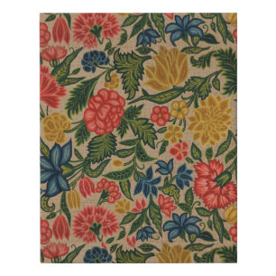 Vintage Crewel Floral Embroidery Pattern Faux Canvas Print