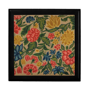 Vintage Crewel Floral Embroidery Pattern Gift Box