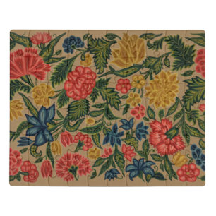 Vintage Crewel Floral Embroidery Pattern Jigsaw Puzzle