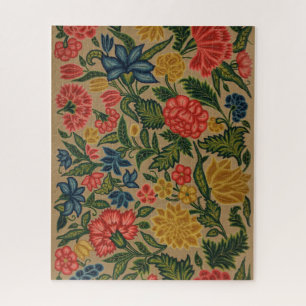 Vintage Crewel Floral Embroidery Pattern Jigsaw Puzzle