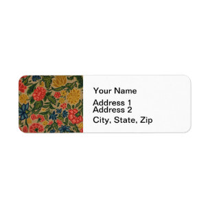 Vintage Crewel Floral Embroidery Pattern Label