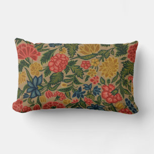 Vintage Crewel Floral Embroidery Pattern Lumbar Pillow