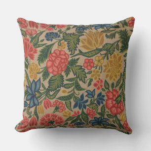 Vintage Crewel Floral Embroidery Pattern Outdoor Pillow