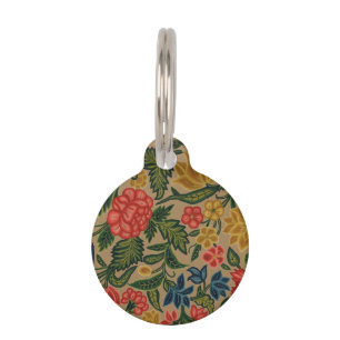 Vintage Crewel Floral Embroidery Pattern Pet ID Tag