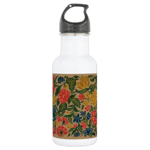 Vintage Crewel Floral Embroidery Pattern Stainless Steel Water Bottle