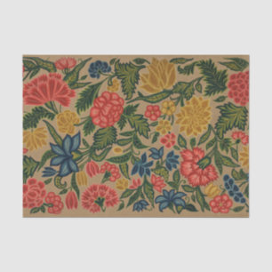 Vintage Crewel Floral Embroidery Pattern Tissue Paper