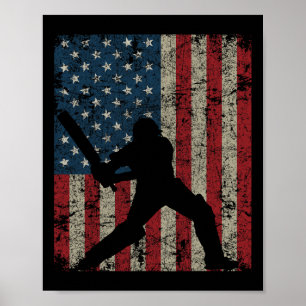 Vintage Cricket American Flag 4th Of July Patrioti Poster