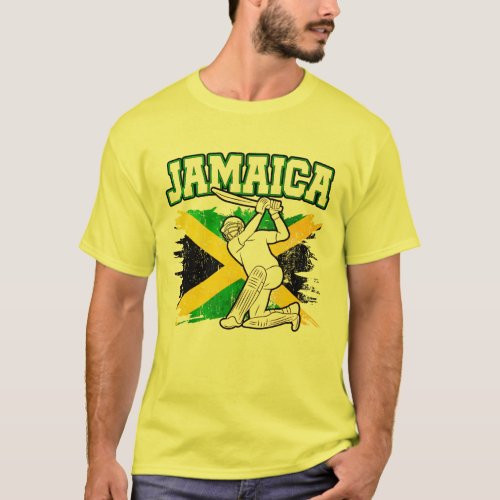 Vintage Cricket Jamaica Flag Jamaican T_Shirt