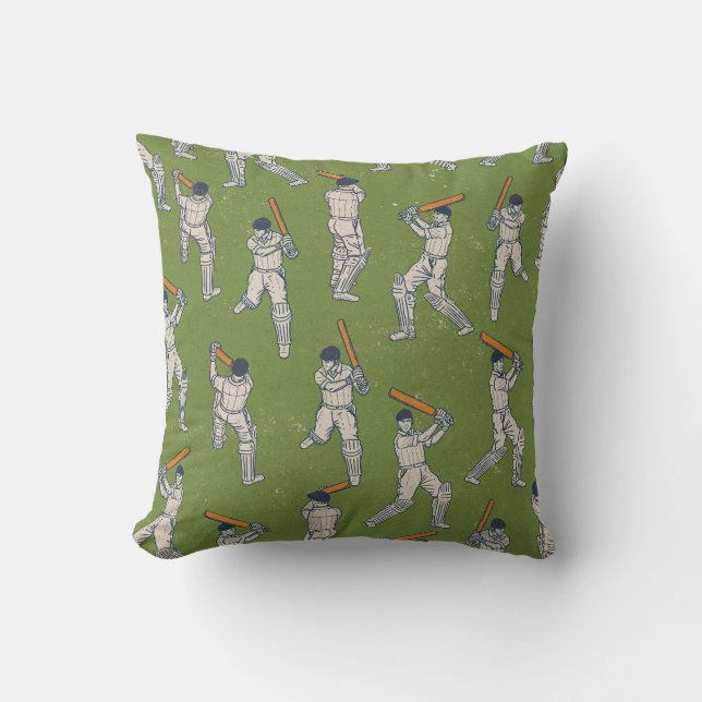 Vintage Cricket pattern Throw Pillow (Front)