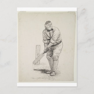 Vintage cricket player postcard
